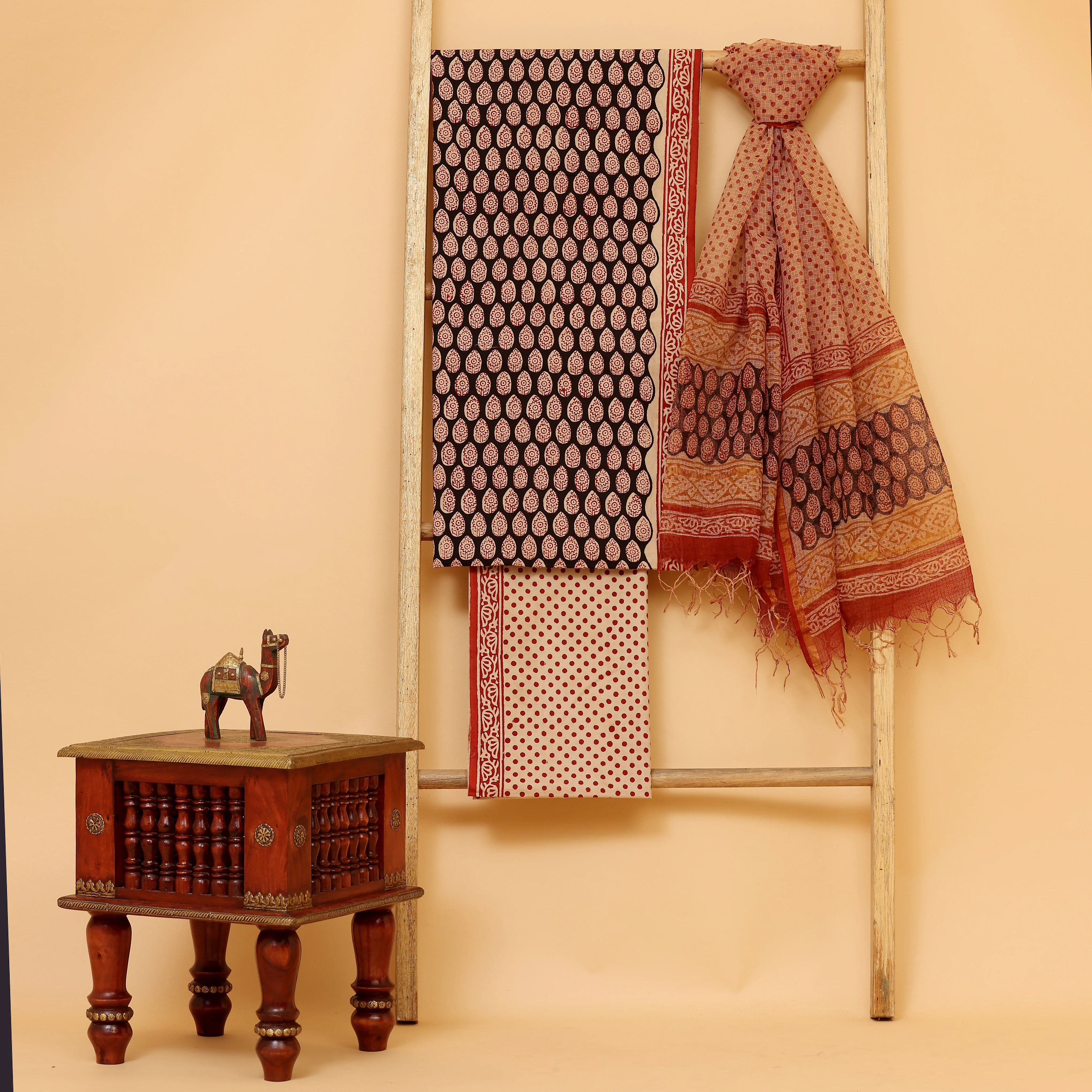 Azam hand block printed cotton unstitched Suit set